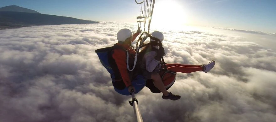 Paragliding at sunset